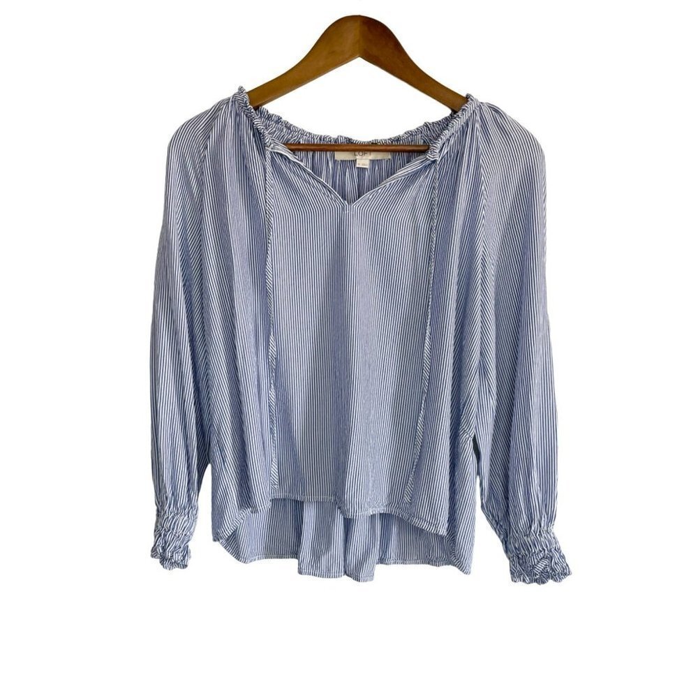 Loft Striped Long Sleeve Top In Blue White Size XS
